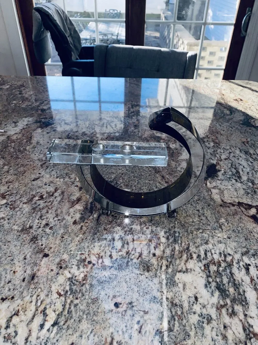 Fay Miller - Abstract Modern Blue Double Candlestick Holder G Logo Decoration